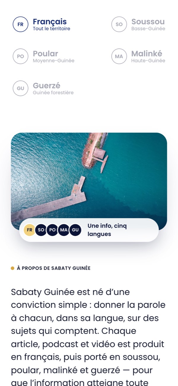 Sabaty Guinée — Une info, cinq langues